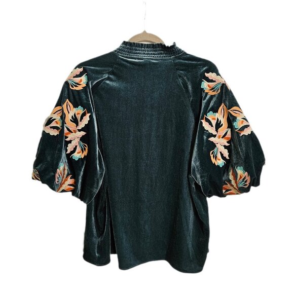NWT THML Bridgette Top Velvet Embroidered Puff Sleeve XXXL - Picture 9 of 14